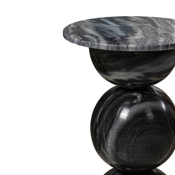 Aura 14" Modern Natural Marble Handmade Stacked Round Pedestal End Table - JONATHAN Y